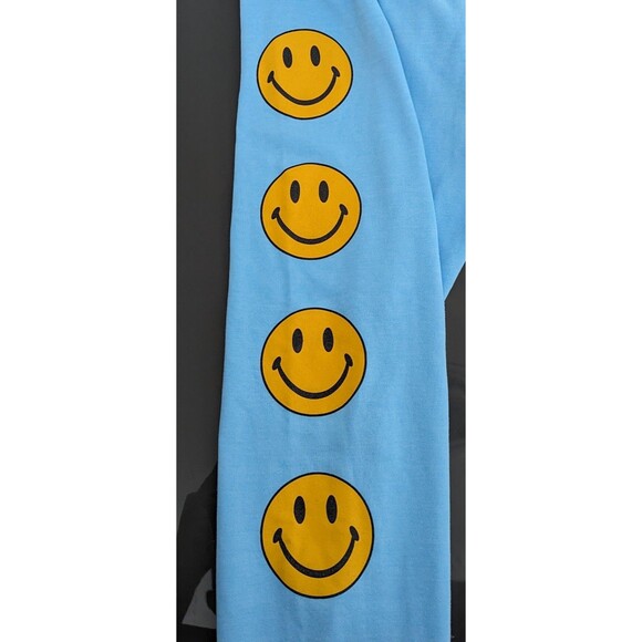 Aviator Nation Smiley Sweatpants Women's Size Medium Sky Blue Drawstring Joggers - Picture 3 of 8
